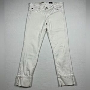 AG Adriano Goldschmied The Stevie Cuff White Jeans Slim Straight Cuffed Size 28